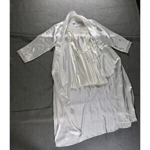 Oscar de la Renta Robe Chemise Nightgown M White Pink Label Vintage Bridal New